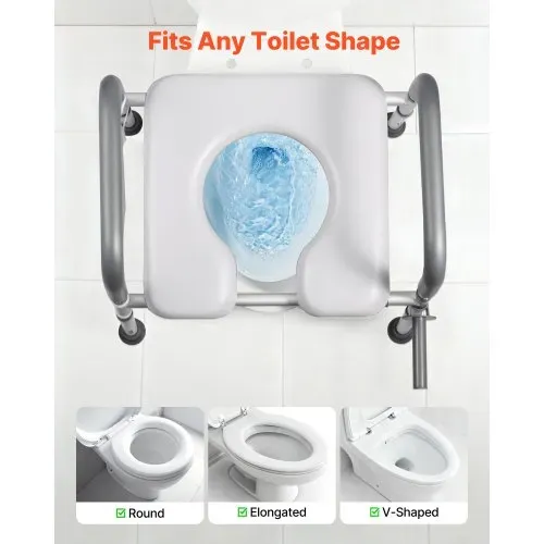 VEVOR Toilettensitzerhöhung Toilettenerhöhung (verstellbare Höhe & Breite) mit Armlehnen & 181 kg Tragkraft & 4 Beinen, erhöhter Toilettensitz für ältere Menschen Senioren Behinderte Schwangere – Bild 2