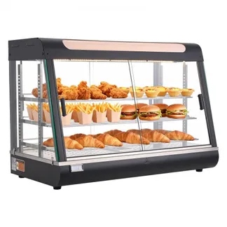 VEVOR 3-stöckige Wärmetheke 130 L, Warmhaltevitrine 1400 W, Warmhaltetheke 30–85 °C, Speisenwärmer mit LED-Beleuchtung & Verstellbaren Ablagen, Speisevitrine für Hamburger Pizza Brot Brathähnchen VEVOR 3-stöckige Wärmetheke 130 L, Warmhaltevitrine 1400 W, Warmhaltetheke 30–85 °C, Speisenwärmer mit LED-Beleuchtung & Verstellbaren Ablagen, Speisevitrine für Hamburger Pizza Brot Brathähnchen