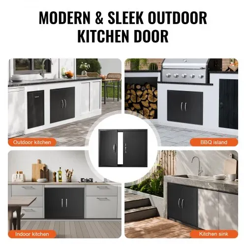 VEVOR Grill-Zugangstür, 788x610x46 mm, doppelte Außenküchentür, flächenbündig montierte Kaltplattentür, vertikale Wandtür mit Griffen, für Grillinsel Grillstation (Edelstahl + ölbesprühtes Produkt) – Bild 5
