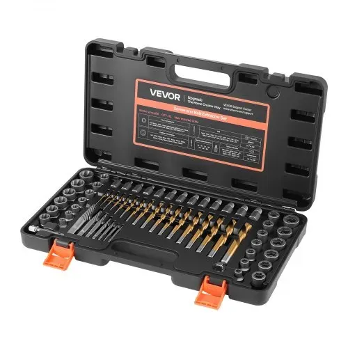 VEVOR Bolzenausdreherset mit Bohrern 65 tlg. Schraubenausdreher mit Adaptern & Stabilem Aufbewahrungskoffer (Schwarz), Schraubenlöser aus Cr-Mo-Stahl zum Entfernen von Bolzen & Muttern & Schrauben – Bild 9