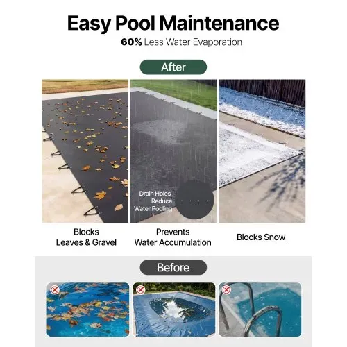 VEVOR Pool Abdeckplane Rechteckig 4 x 7 m Schwimmbadabdeckung PVC Holzkohle Poolabdeckung wasserdicht Poolüberdachung Winterabdeckplane Schmutzabweisende Abdeckplane für Pool Rechteck Poolplane – Bild 4