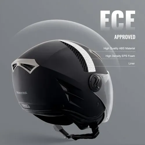 VEVOR Motorradhelm Motocross-Helme 3/4 Gesicht Größe M, Helme aus ABS mit Bluetooth-Schlitz & Wechselglas, DOT-geprüfter bequemer Motocross-Helm, für Jugendliche & Erwachsene schwarz – Bild 2