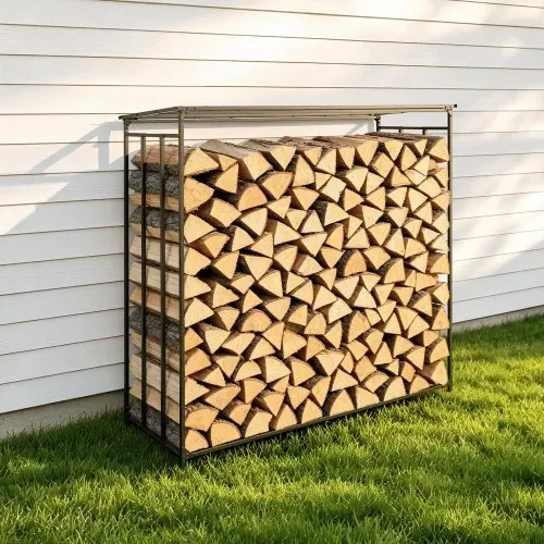 VEVOR Kaminholzregal 3/8 Cord Brennholzregal Feuerholzregal 1855x715x1850mm, für Kamin, Terrasse & Balkon, Rahmen aus Kohlenstoffstahl Pulverbeschichtet, Tragfähigkeit 730 kg, Kapazität 1962 L Schwarz – Bild 7