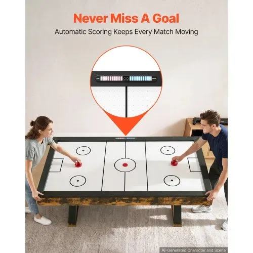 VEVOR Airhockeytisch 2135 x 1220 x 800 mm mit Elektronischem Punktesystem für Familienabende, Keller und Zuhause, Gleichmäßige Luftzirkulation, 2 Schläger, 2 Pucks, Eckenschutz und Verstellbare Füße – Bild 3