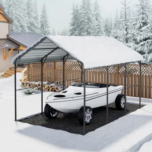 VEVOR Zeltgarage 3x4,5x3,15 m, Garagenzelt, Carport mit verzinktem Stahlrahmen & Dach, Autozelt mit abnehmbaren Seitenwänden, Mehrzweck-Autounterstand für Pickup, Boot, Auto & Traktoren – Bild 7