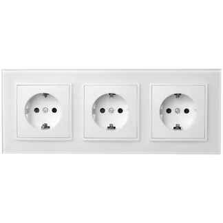 Steckdosen Set McPower Flair “Beginner 3S-Style Profi“ weiß + Glasrahmen, Steckanschluss Steckdosen Set McPower Flair “Beginner 3S-Style Profi“ weiß + Glasrahmen, Steckanschluss