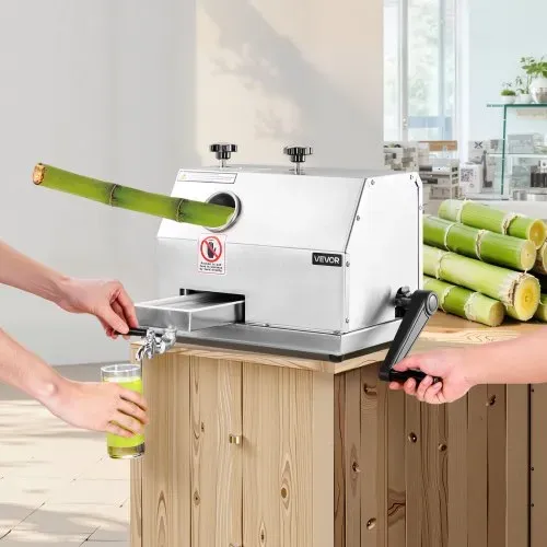 VEVOR Kommerzieller Zuckerrohr-Entsafter, 49,9kg/h Hochleistungs-Zuckerrohr-Entsafter-Maschine mit 3 Edelstahlwalzen, 6,1 cm großer Einlass, manuelle Zuckerrohr-Entsafter-Presse für den privaten/gewerb – Bild 7