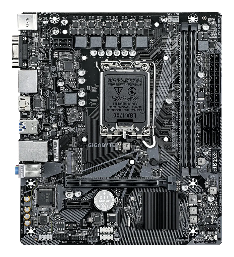 GIGABYTE H610M S2H V3 DDR4 Mainboard - Unterstützt Intel Core Prozessoren 14th CPUs, 4+1+1 Hybrid Digital VRM, up to 3200MHz DDR4, 1xPCIe 3.0 M.2, GbE LAN , USB 3.2 Gen 1 – Bild 2