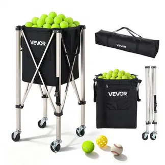 VEVOR Tennisballwagen Faltbar, Tennisballkorb für 200 Tennisballs, Klappbarer Ballwagen mit Rahmen aus Edelstahl & Tragetasche, Mobiler Ballkorb mit Rollen für Training Verein Aufbewahrung, Schwarz VEVOR Tennisballwagen Faltbar, Tennisballkorb für 200 Tennisballs, Klappbarer Ballwagen mit Rahmen aus Edelstahl & Tragetasche, Mobiler Ballkorb mit Rollen für Training Verein Aufbewahrung, Schwarz
