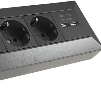 4-fach Steckdosenblock+2x USB, anthrazit 250V~/ 16A, Aufbaumontage, USB 3,1A 4-fach Steckdosenblock+2x USB, anthrazit 250V~/ 16A, Aufbaumontage, USB 3,1A