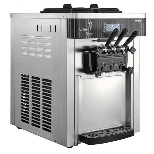 VEVOR Gewerbliche Eismaschine 20-28 L/h Leistung, Softeismaschine 2200 W lmit 2 x Behältern (6 L), Vorkühlung, Selbstreinigung und LED-Display, Tischgerät für Snackbars, Dessertläden und Cafés, Silber – Bild 8