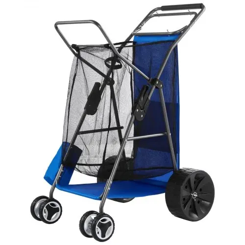 VEVOR Strandwagen mit Vollgummirädern (10 Zoll), Faltbarer Strandtrolley mit Isoliertasche & Schirmhalter, Handwagen (75 kg Belastbar) für bis zu 4 Strandstühle, Strandkarre Ideal für Camping & Angeln – Bild 9