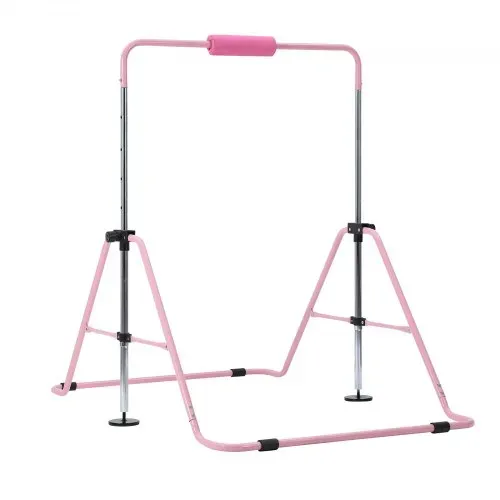 VEVOR Gymnastikstange für Kinder mit 63,5 kg Tragkraft, Klappbares Turnreck mit Turnringen, Höhenverstellbare Turnstange für Indoor- und Outdoor-Training, Heimtrainingsgerät für Kinderturnen, Pink – Bild 9
