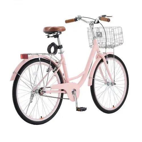 VEVOR Cruiser Fahrrad (Reifendurchmesser 660,4 mm) Beach Fahrrad mit großem Korb & Gepäckträger, Cruiser-Fahrrad mit verstellbarem Sitz, für Radfahren & Trainieren & Einkaufen Rosa – Bild 10