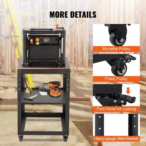 VEVOR Maschinenständer Dickenhobel 70,3×60,3×90cm Untergestell Dickenhobelmaschine Stahl & MDF Max. Belastbarkeit 45kg Maschinentisch höhenverstellbar Kompitable mit meisten Hobelmaschinen Sägen – Bild 5
