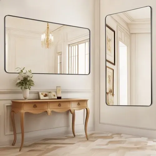VEVOR Wandspiegel Schminkspiegel Badezimmerspiegel 1828 x 915 x 25 mm schwarzer Rahmen aus Aluminiumlegierung Spiegel mit Z-förmiger Halterung passend für Badezimmer Schlafzimmer Wohnzimmer – Bild 7