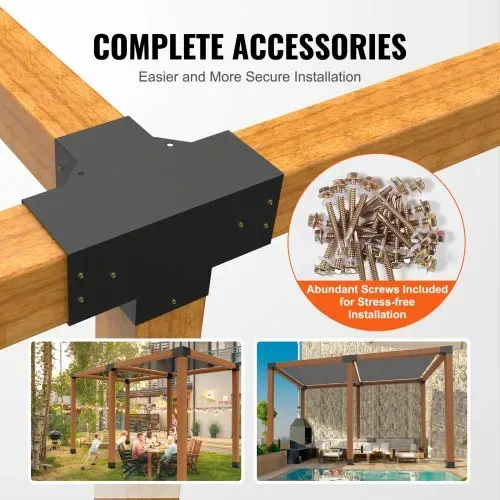 VEVOR 2er-Set Pfostenverbinder aus 2 mm dicken Stahlplatten Pfostenecke Pergola Eckverbinder Holzverbinder 90°-Stiefelstruktur Eckhalterung Holzbalken Pavillon Halterungs Set 390x270x202mm – Bild 4