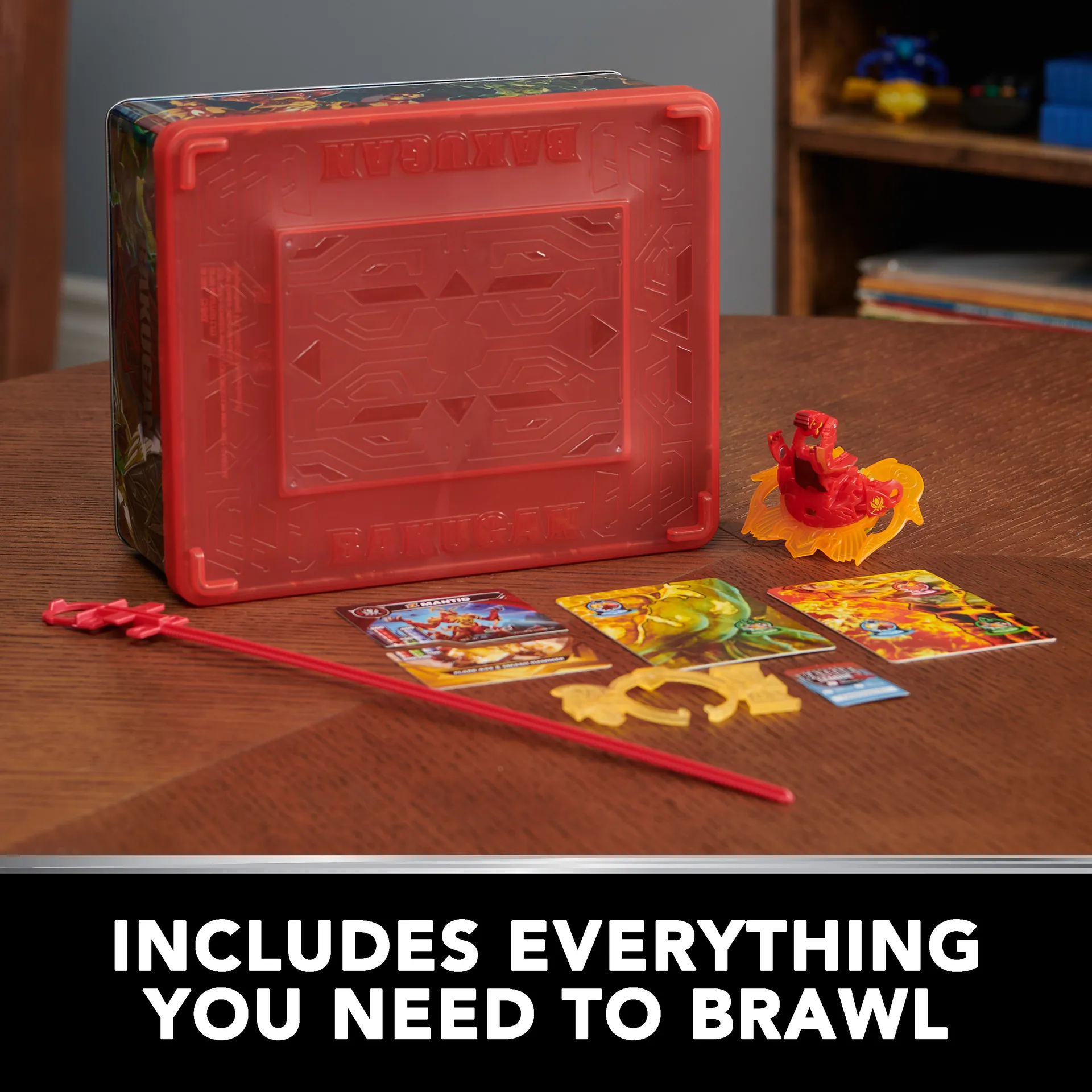 Bakugan 3.0 Baku-Tin mit Special Attack Mantid, Metall-Aufbewahrungsbox mit individuell zusammenstellbarer Actionfigur und Sammelkarten – Bild 6