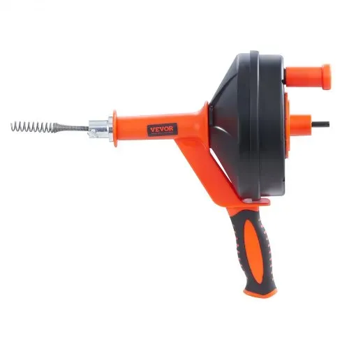 VEVOR Rohrreinigungsspirale 0,6x762cm Federstahlkabel Abflussreiniger mit Trommel Manuell & Elektrisch Manuelle Zufuhr Rohrreinigungswelle Rohrreinigungsgerät Ideal für WC Abwasserkanal Bodenabfluss – Bild 8