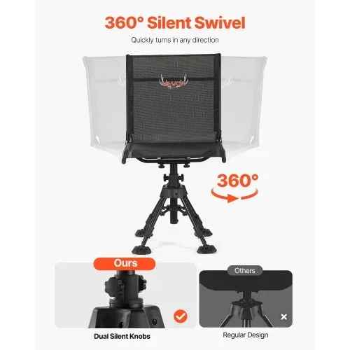 VEVOR Faltstuhl Campingstuhl Anglerstuhl mit Stahlrahmen, höhenverstellbarer Klappstuhl Gartenstuhl (158 kg belastbar) 360° geräuschlos drehbar, 420-625 mm (Sitzhöhe) für Picknick Garten Outdoor – Bild 2