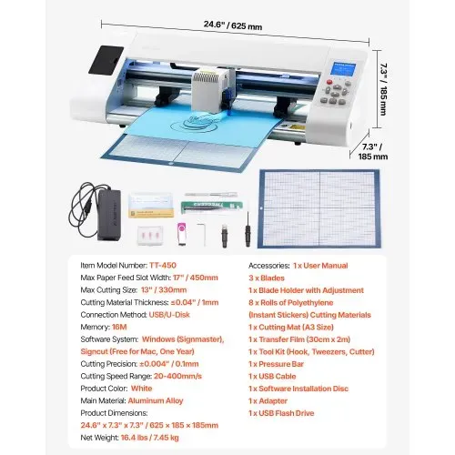 VEVOR Vinylschneider (33 cm Schnittgröße) mit automatischer Kantenerkennung & Designsoftware & Materialien, kompatibel mit SVG/EPS/PLT, für individuelle Bastelarbeiten Karten Aufkleber – Bild 6