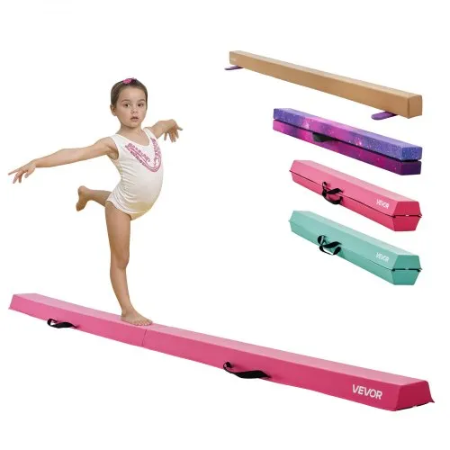 VEVOR Schwebebalken Gymnastik Kinder klappbar 233 cm, 90,7 kg belastbarer Gymnastikbalken mit rutschfesten Unterseiten, Balance Balken Balancierbalken mit Tragetasche für Fitnessstudio, Rosa VEVOR Schwebebalken Gymnastik Kinder klappbar 233 cm, 90,7 kg belastbarer Gymnastikbalken mit rutschfesten Unterseiten, Balance Balken Balancierbalken mit Tragetasche für Fitnessstudio, Rosa