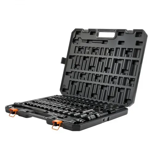 VEVOR Schlagschrauber Nüsse Set 1/2 Zoll Schlagnuss-Set 65-tlg., Sechsant-Steckschlüssel SAE 3/8 bis 1-1/4 Zoll & Metrisch 10-24 mm Koffer Chrom-Vanadium-Legierungsstahl für Fahrzeugreparaturen – Bild 9