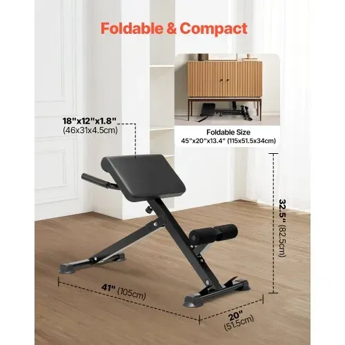 VEVOR römischer Stuhl Hyperextensionsbank Rückenstrecker 113 kg belastbare und faltbare Extensionsmaschine, Trainingsgerät für Rückenmuskeltraining, Fitness-Hantelbank für das Heim-Fitnessstudio – Bild 5