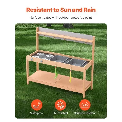 VEVOR Matschküche 1000x360x885 mm, Kinderküche, Holzspielzeug-Spielküchenset mit Zubehör, Outdoor-Spielset, Rollenspiel-Outdoor-Küche für Jungen und Mädchen, Kleinkinder-Spielküche mit Herd und Spüle VEVOR Matschküche 1000x360x885 mm, Kinderküche, Holzspielzeug-Spielküchenset mit Zubehör, Outdoor-Spielset, Rollenspiel-Outdoor-Küche für Jungen und Mädchen, Kleinkinder-Spielküche mit Herd und Spüle