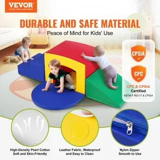 VEVOR Kleinkind-Kletterspielzeug für Innenbereich, 5-teiliges Kletter-, Krabbel-, Tunnelspielgerät, Schaumstoff-Kletterspielzeug, Kinder-Tunnellabyrinth, für Kinder im Vorschulalter VEVOR Kleinkind-Kletterspielzeug für Innenbereich, 5-teiliges Kletter-, Krabbel-, Tunnelspielgerät, Schaumstoff-Kletterspielzeug, Kinder-Tunnellabyrinth, für Kinder im Vorschulalter