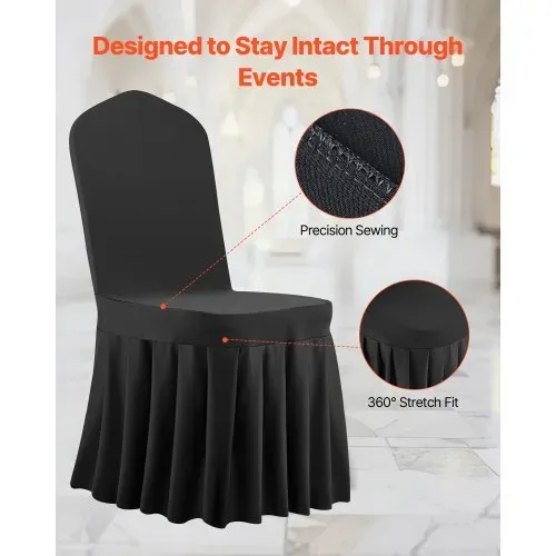 VEVOR 30 x Stuhlhussen Stuhlbezug mit flacher Vorderseite Stretch waschbarer & abnehmbarer Stuhlüberzug aus Polyester-Spandex für Hochzeitsfeiern, passend für Stühle (51 x 45 x 95 cm) Schwarz – Bild 5