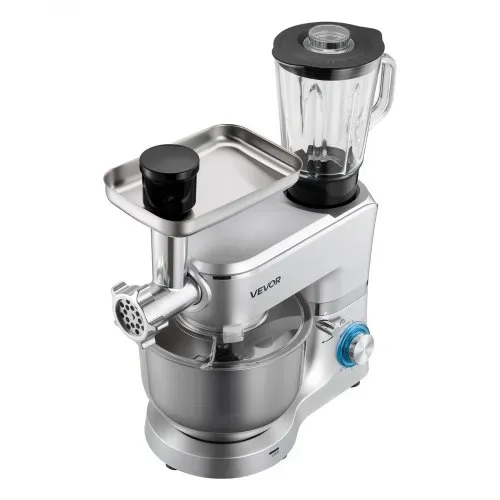 VEVOR multifunktionale Küchenmaschine elektrisch 1500 W mit Edelstahlschüssel (6 L) & Mixbecher (1,5 L), Knetmaschine Teigmixer mit 6+P Geschwindigkeiten & Knethaken & Schneebesen & Rührbesen – Bild 9