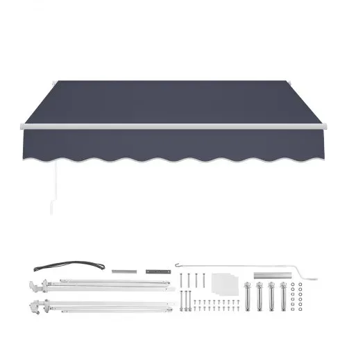 VEVOR Gelenkarmmarkise 3x2,5 m, Einziehbare Markise mit Handkurbel, Terrassenmarkise UPF 80+ Sonnenschutz, Sonnenmarkise, Balkonmarkise für Terrasse, Balkon, Garten & Fenster, Grau – Bild 8