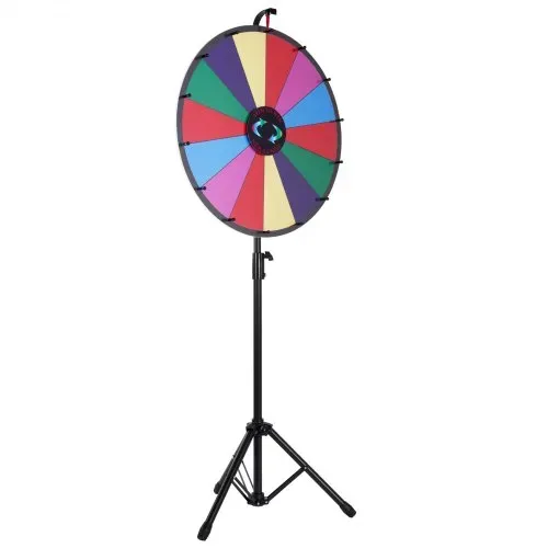 VEVOR Glücksrad (601 mm) mit 14 Fächern & Höhenverstellbarem Ständer (1125–1530 mm) & Abwischbarem Rouletterad & Aufbewahrungstasche, Drehendes Preisrad für Partys, Kneipen, Messen & Jahrmärkte – Bild 9