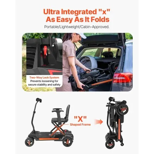VEVOR 4-Rad-Elektromobil faltbar, Mobilitätsroller Erwachsene & Senioren, Seniorenmobil mit Fernbedienung, NFC-Schlüsseln & 15 km Reichweite, 120 kg Tragkraft, Reiserollstuhl – Bild 2