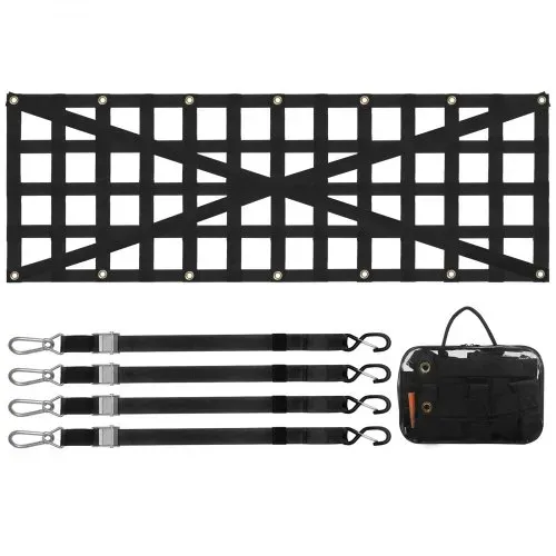 VEVOR Heckklappennetz, 137 x 46 cm, LKW-Ladeflächennetz mit 4 verstellbaren Teleskopgurten, kreuzverstärktes Design, ausziehbar und langlebig, Gepäcknetz geeignet für Pickup, LKW, Anhänger, Jeep, SUV – Bild 8