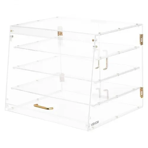 VEVOR Gebäckvitrine 4-stöckig, Gewerbliche Bäckereivitrine aus Transparentem Acryl, Thekenvitrine mit Magnetischer Rücktür & Abnehmbarer Trennwand für Kekse Desserts Donuts, 530 x 435 x 415 mm – Bild 9