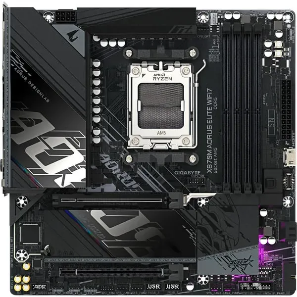 GIGABYTE X870M AORUS ELITE WIFI7 Mainboard – Unterstützt AMD Ryzen 9000 CPUs, digitale 14+2+2 Phasen VRM, bis zu 8200 MHz DDR5 (OC), 1 x PCIe 5.0 + 1 x PCIe 4.0, Wi-Fi 7, 2.5 GbE LAN, USB 4 – Bild 3
