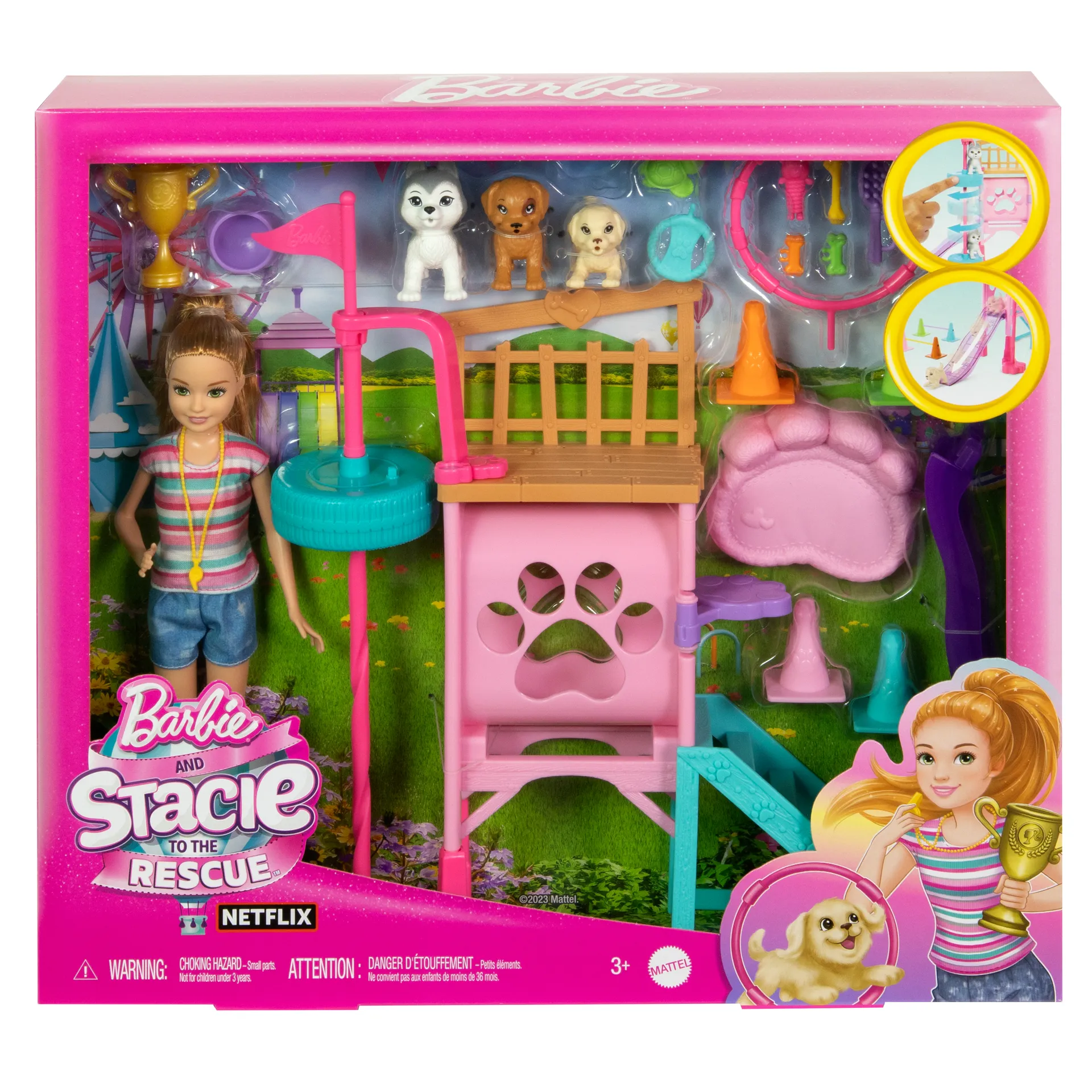 Barbie and Stacie to the Rescue Hündchenspielplatz-Spielset mit Puppe, 3 Hündchenfiguren und Zubehör – Bild 7