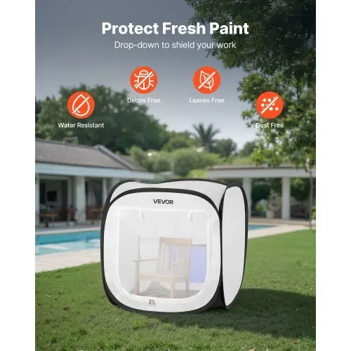 VEVOR tragbares Lackierkabinenzelt (40,5x40,5x43 cm Arbeitsbereich) Pop-Up-Sprühfarbenzelt für Sprühmalerei, wasserfeste Farbkabine für kleine Modelle Skulpturen Vasen Bilderrahmen Pop-Up-Design – Bild 4