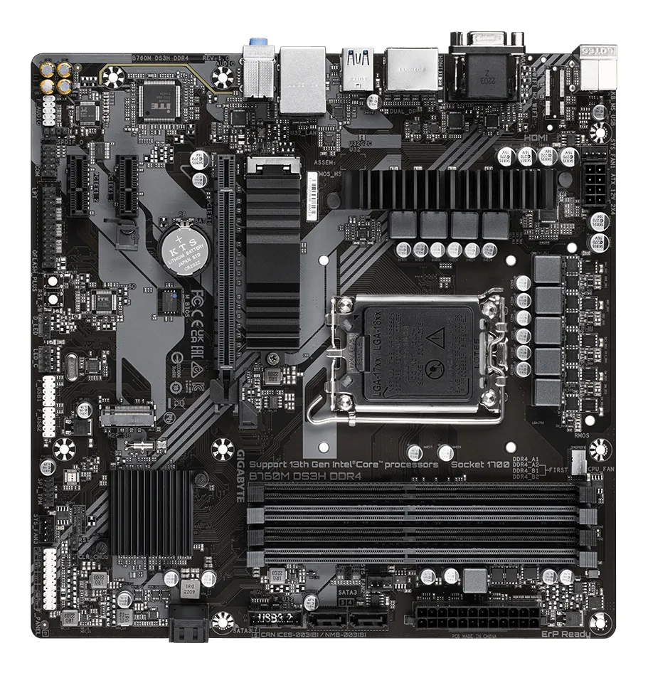 GIGABYTE B760M DS3H DDR4 Motherboard - Unterstützt Intel Core 14. Generation CPUs, 6+2+1 Phasen Digital VRM, bis zu 5333MHz DDR4 (OC), 2xPCIe 4.0 M.2, 2.5GbE LAN, USB 3.2 Gen2 – Bild 5