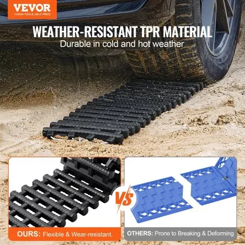 VEVOR 7 TONNEN Traktionsbretter mit TPR-Material, Bergungsbretter für Geländefahrzeuge/Autos/Pickups/SUVs/Wohnmobile, Paar Reifen-Traktionsmatten auf Schnee, Sand, Schlamm und losem Untergrund, Aufbewahrungstaschen, kurz, schwarz VEVOR 7 TONNEN Traktionsbretter mit TPR-Material, Bergungsbretter für Geländefahrzeuge/Autos/Pickups/SUVs/Wohnmobile, Paar Reifen-Traktionsmatten auf Schnee, Sand, Schlamm und losem Untergrund, Aufbewahrungstaschen, kurz, schwarz