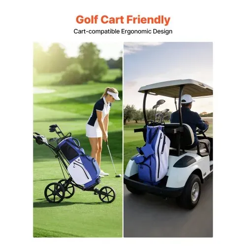VEVOR Golfbag mit 7-Facher Einteilung, Golftasche mit Standfüßen Doppelschultergurt Durchgehenden Trennfächern Regenhaube Stautaschen, Caddybag aus Polyester für Herren Damen Golf Cartbag – Bild 6