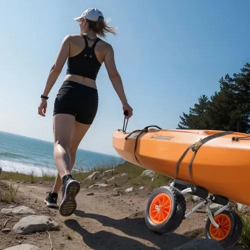 VEVOR Kajakwagen, 90 kg, faltbarer Kanuwagen mit 25,4 cm Vollgummireifen & 1 Ratschengurt, Bootswagen zum Transportieren von Kajaks, Kanus, Paddleboards, Jon-Booten, 620x350x325 mm – Bild 7