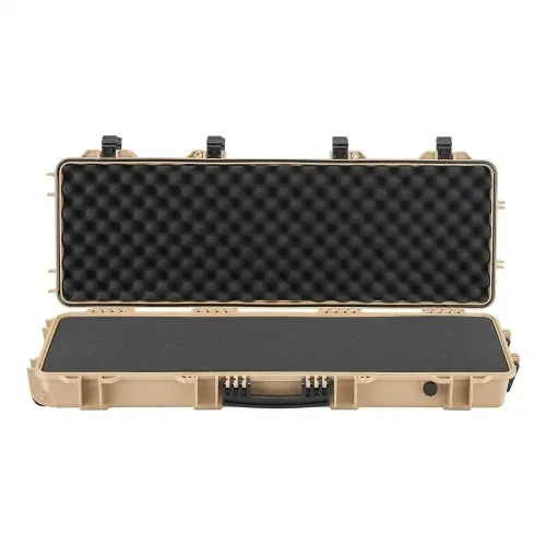 VEVOR Waffenkoffer mit Hartschale für Langwaffen, abschließbarer Gewehrkoffer mit vorgeschnittenen Schaumstoffen, Langwaffenkoffer Waffenaufbewahrung rollbar IP67 wasserfest, 108,9 x 39,2 x 15,5 cm Khaki – Bild 8