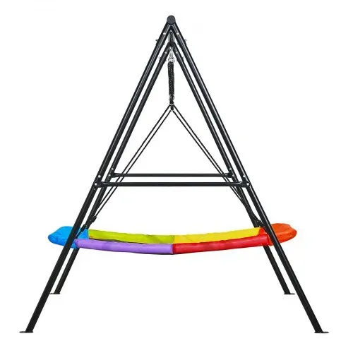 VEVOR Gartenschaukel mit A-förmigem Metallgestell, Schaukelsitz (150 x 81 cm), bis zu 199,6 kg Tragkraft, Schaukelset Outdoor, Verstärkt mit Spiralförmigen Bodenankern, Kinderschaukel Farbenfroh – Bild 9