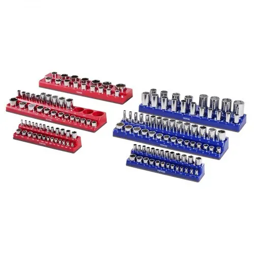 VEVOR Steckschlüssel-Organizer-Set, 6-teilig, 1/4 Zoll, 3/8 Zoll & 1/2 Zoll SAE-Steckschlüsselablagen, für bis zu 143 Standard- & tiefe Steckschlüssel, (Steckschlüssel nicht im Lieferumfang enthalten) – Bild 8