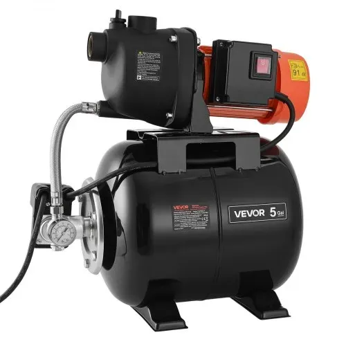 VEVOR Hauswasserwerk 800 W, 5000 L/h Jetpumpe mit 19 L Druckbehälter, 49 m Förderhöhe, inkl. Automatischem Wasserfördersystem & Kunststoffpumpenkopf, zur Gartenbewässerung & Hauswasserversorgung – Bild 8