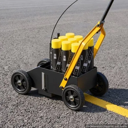 VEVOR Markierungswagen Linien-Markiergerät Linemarker 9 Spraydosen Schwarz, Bodenmarkierung für Parkplatz Werkstatt Straße Einkaufszentrum Sportplatz 50–100 mm Einstellbare Linienbreite mit Adapterdüse – Bild 7