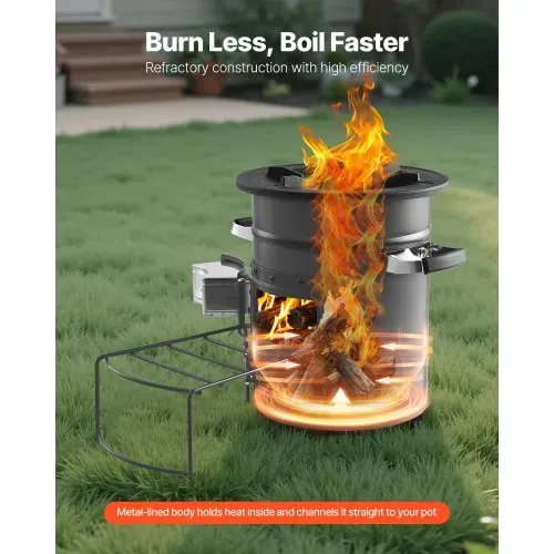 VEVOR Raketenofen, BBQ Rakete Holzofen mit Tragetasche, SPCC-Stahl, Doppeltür, zum Verbrennen von Zweigen, Stöcken oder Holzkohle zum Outdoor Kochen, Camping Outdoor-Campingkocher, Campinggrill – Bild 4